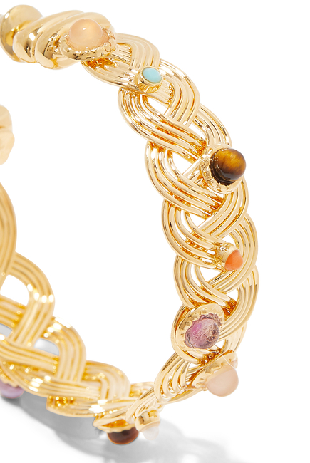 Cesaria Cabochons Hoop Earrings, Gold-Plated Metal & Gemstones